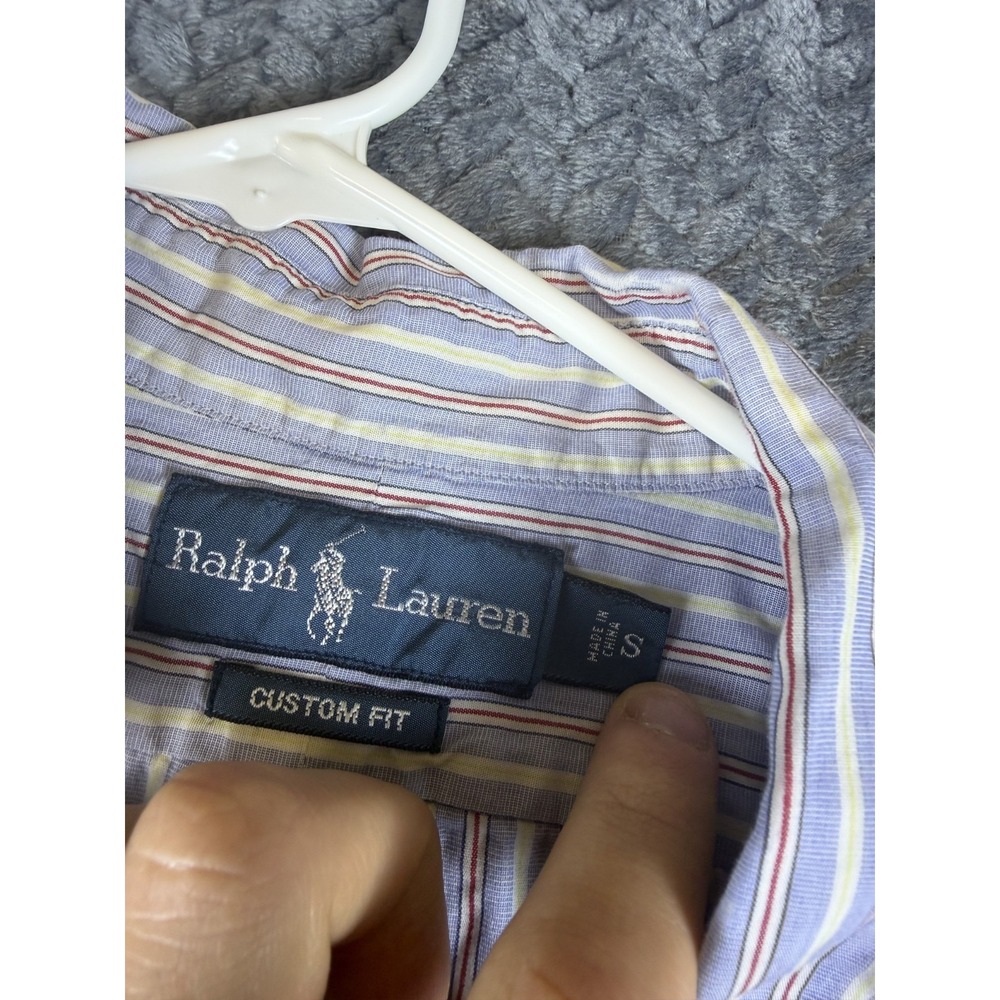 Ralph Lauren Mens Small Multicolor Custom Fit Striped High Low Button Down Shirt - Picture 5 of 8